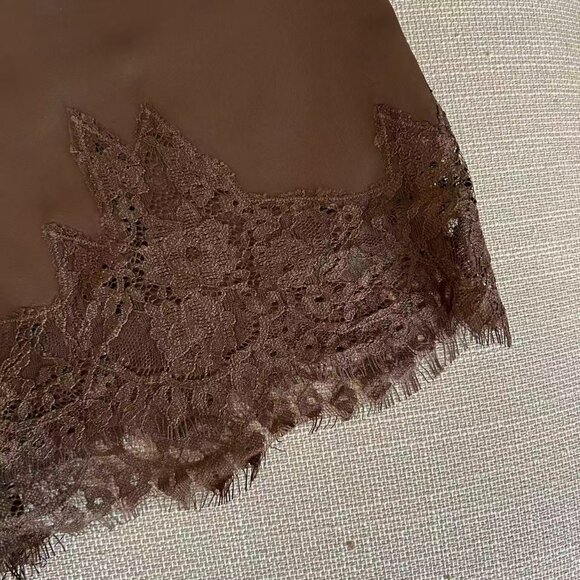 BEST Reformation Fern Satin Short Small  Pinecone Cafe Lace French Causal - Picture 9 of 11
